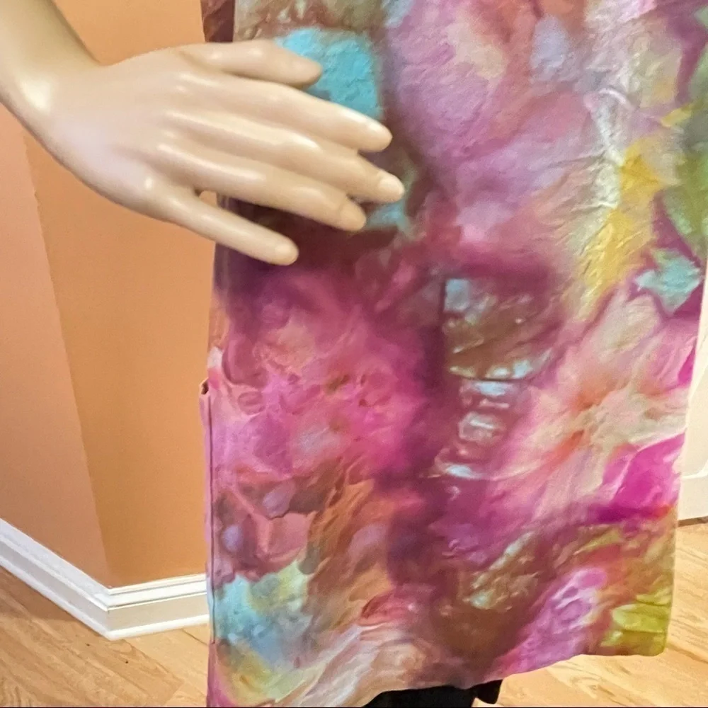 Tie Dye large Japanese wrap around apron matching toque chef's hat rainbow - Picture 4 of 6